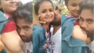 Cewek Indo Di Luar, Si Cowok Ngejilat Boobs Ketat Pacarnya Sampe Meraung.
