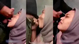 Jilbab Basah Kena Crot Muka Sampe Muncrat.